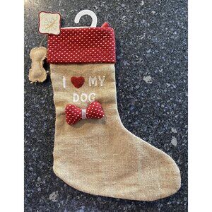 Christmas Stocking I Love My Dog Dog Stocking Holiday Hanging Bone Decor